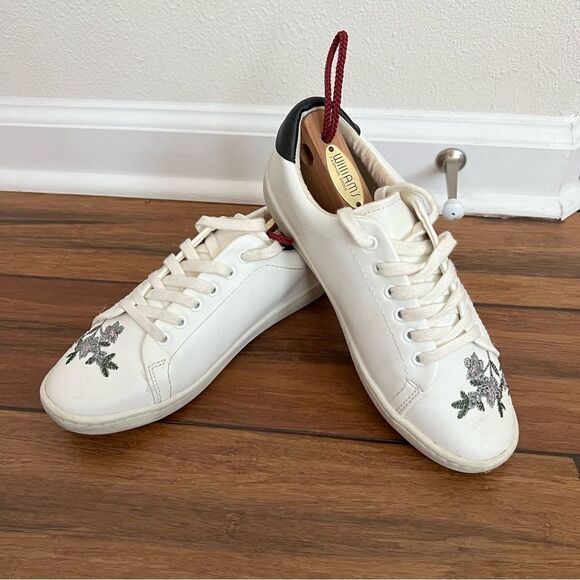 Zara White Embroidered Sneakers EU 35/US 5 - Picture 2 of 9